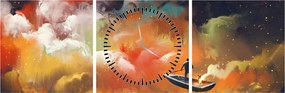 Tablou - Om navigând prin spațiu (cu ceas) (90x30 cm)