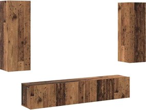 vidaXL Set comodă TV Pe perete 4 pcs Lemn Vechi Lemn compozit