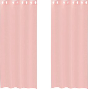 vidaXL Perdele Voile cu Oelii 2 buc Roz 140x245 cm