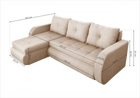 Coltar extensibil reversibil Genoa Lux Cream 243x141x81 cm cu lada de depozitare