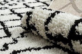 Covor PROMO Berber Safi N9040 albsi negru Franjuri shaggy pletos