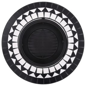 Vatra de foc cu mozaic, negru si alb, 68 cm, ceramica Alb si negru