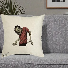 Perna Decorativa Halloween Zombie Infricosator, 40x40 cm, Ecru, Husa Detasabila, Perna Inclusa, BEKZ®
