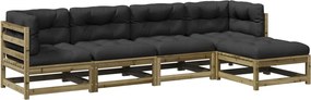 vidaXL Set mobilier de grădină cu perne, 5 piese, lemn de pin tratat