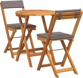 vidaXL Set de masă pentru grădină cu pernă 3 pcs Ulei Natural