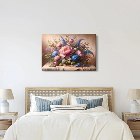 Tablou - Masă plină de flori (90x60 cm)