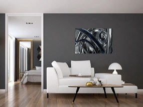 Tabloul cu abstracție gri cu albastru (90x60 cm)