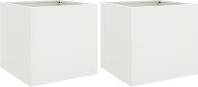 vidaXL Jardiniere, 2 buc., alb, 42x40x39 cm, oțel