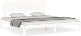 vidaXL Cadru de pat fără saltea, alb, 200x200 cm, lemn masiv pin
