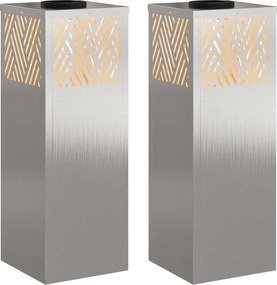 vidaXL Lumină LED Solară pentru Alei 2 pcs Argintiu Oţel inoxidabil