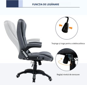 Vinsetto Scaun de Birou Ergonomic, Gri, Înclinabil, Înălțime Ajustabilă, 67x72x110-120cm, Confort Superior | Aosom Romania