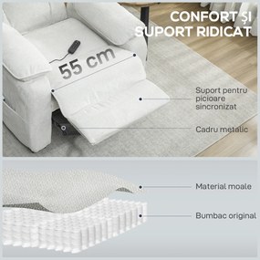 HOMCOM Fotoliu Electric Reclinabil 150° cu Suport pentru Picioare, Șezut Larg, Fotoliu Reclinabil Silențios, Port USB, Funcție Memorie, Telecomandă, din Catifea, pentru Living, Bej | Aosom Romania