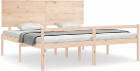 vidaXL Cadru de pat senior cu tăblie, Super King Size, lemn masiv