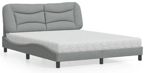 vidaXL Pat cu saltea, gri deschis, 160x200 cm, textil