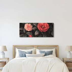 Tablou - Flori roșii pe fundal întunecat (120x50 cm)