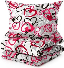 Set Lenjerie de pat din polybumbac STREET LOVE POLY gri + fata de perna 50 x 70 cm GRATUIT