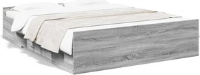 vidaXL Cadru de pat cu sertare gri sonoma 140x200 cm lemn prelucrat