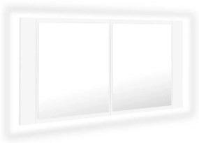 804972 vidaXL Dulap de baie cu oglindă și LED, alb, 90x12x45 cm acril