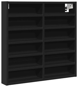 847962 vidaXL Dulap cu vitrină, negru, 60x8,5x58 cm, lemn prelucrat