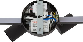Spot de tavan modern negru cu 6 lumini GU10 de 50 mm cu iluminare de fundal și întrerupător cu 3 căi - Back Up