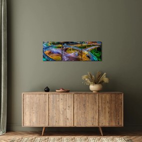Tablou panorama orașului nocturn (cu ceas) (90x30 cm)
