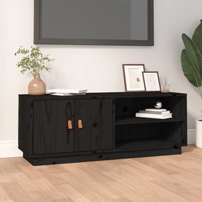 vidaXL Comodă TV, negru, 105x34x40 cm, lemn masiv de pin