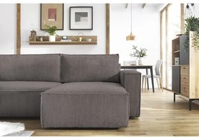 Colțar gri închis extensibil cu tapițerie din catifea reiată (în formă de "U") Nihad – Bobochic Paris