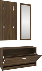 vidaXL Set pantofar 3 în 1, stejar maro, lemn prelucrat