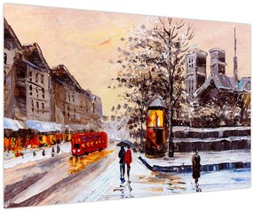 Tablou - Pictură oraș iarna (90x60 cm)