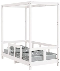 834511 vidaXL Cadru de pat pentru copii, alb, 70x140 cm, lemn masiv de pin