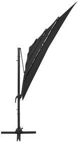 Umbrela de soare 4 niveluri stalp aluminiu negru 250x250 cm Negru