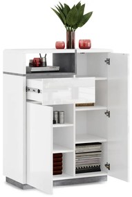 Mazzoni Set de mobilier FOLK Luciu Alb/Mat + Beton Millenium - MOBILIER MODERN PENTRU CAMERA DE ZI CU COMODĂ MIC TV