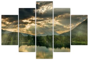 Tablou cu lac și soarele translucid (150x105 cm)