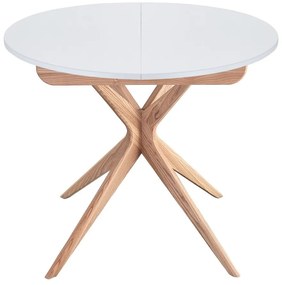Masă de dining rotundă extensibilă cu blat suplimentar ø 90 cm Jubi – Ragaba