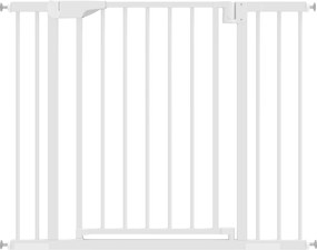 PawHut Poartă de Siguranță pentru Copii și Animale, Extensibilă 96-103 cm, Înălțime 76 cm, Poartă pentru Câini, Scări și Uși, Închidere Automată, Montaj prin Presiune, Deschidere în Ambele Direcții, Alb | Aosom Romania