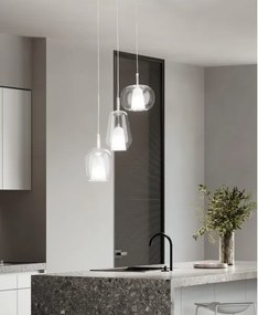 Ondaluce - Pendul pe cablu THELMA 1xE27/15W/230V, Ø 19,5 cm, auriu/transparent