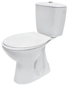 Set vas WC compact Cersanit, President, cu iesire orizontala, cu rezervor si capac, alb