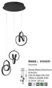 Lustra LED suspendata design modern 3 RINGS NVL-9104331