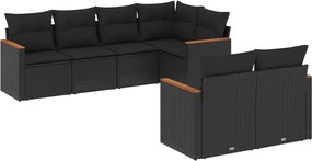 vidaXL Set canapele de grădină cu perne, 7 piese, negru, poliratan