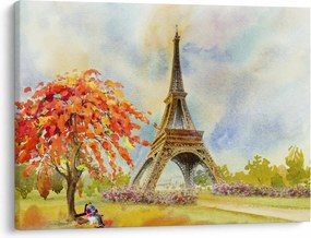 Tablou pictat cu turnul Eiffel (70x50 cm)