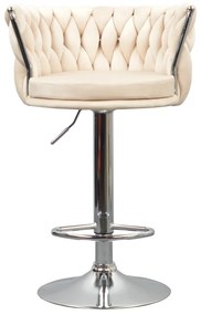 Scaun de bar de design, bej tesatura Velvet crom, BRIN