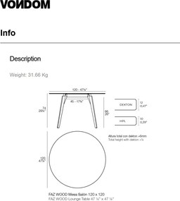 Masa rotunda design modern premium FAZ WOOD, 120cm 54323