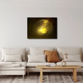 Tablou pe sticlă cu spirala abstractă în galben (70x50 cm)