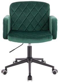 HR802K Scaun Verde din Catifea cu Bază Neagră
