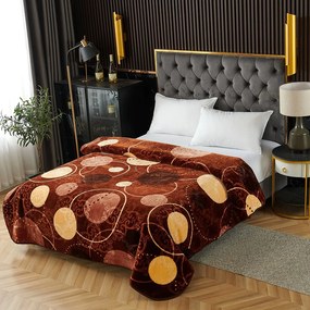 Pătură Cocolino gofrată 3D, maro cu cercuri, 200x240 cm, 2,2 kg, PGU203