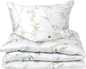 Lenjerie de pat Matex Satin Pajiște cu florialbastre , 140 x 200 cm, 70 x 90 cm