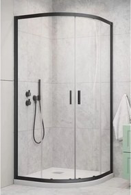 Cabina de dus semirotunda cu usi glisante Radaway Alienta 80x80 cm GunMetal periat-transparent