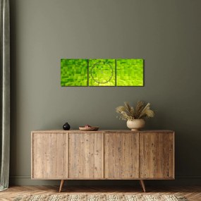 Tabloul cuburilor galbenverzui (cu ceas) (90x30 cm)