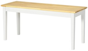 HOMCOM Banc din lemn pentru 2 persoane bicolore cu șezut natural și picioare albe 102 x 36 x 45 cm | Aosom Romania
