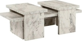 Masuta cafea SANCTUARY, alb cu efect de marmura, PAL, 110x45x30 cm